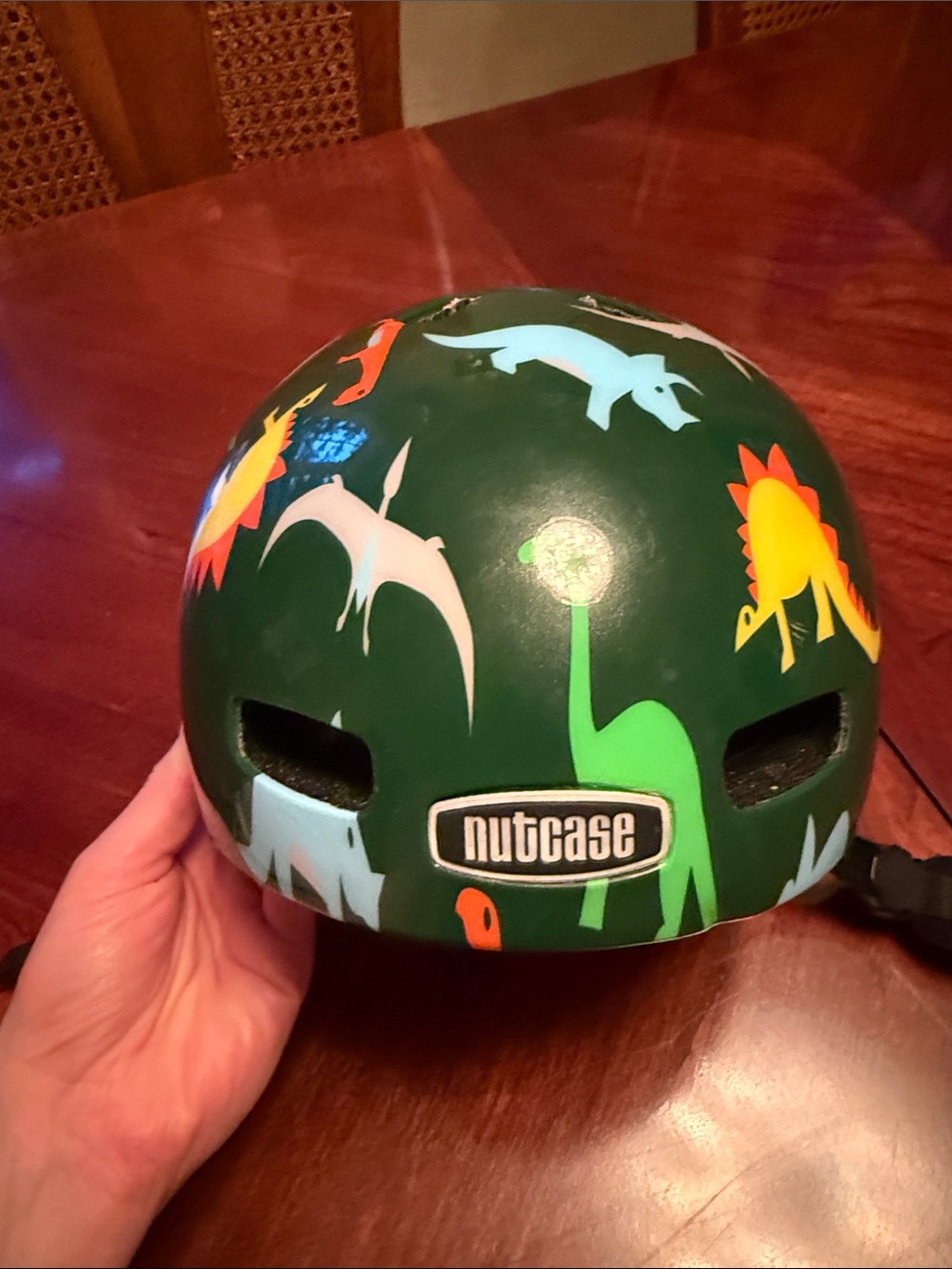 Nutcase Helmet- XXS - Dark Green Dinosaur